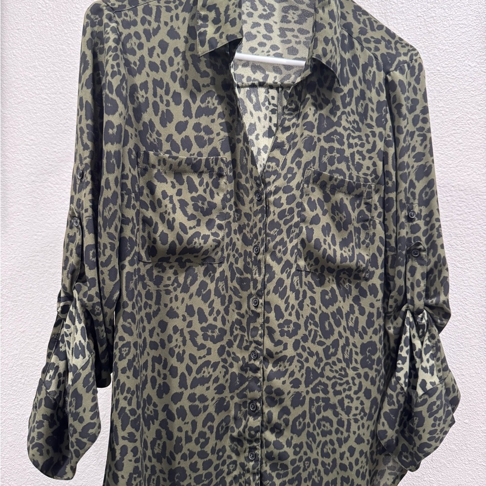 Express Olive/Black Leopard Print Slim Portofino